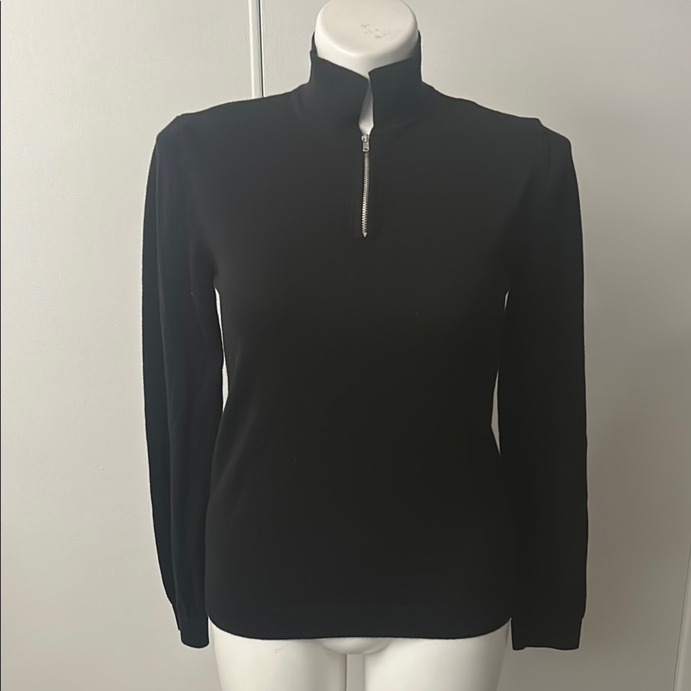 Topman Black Quarter-Zip Top